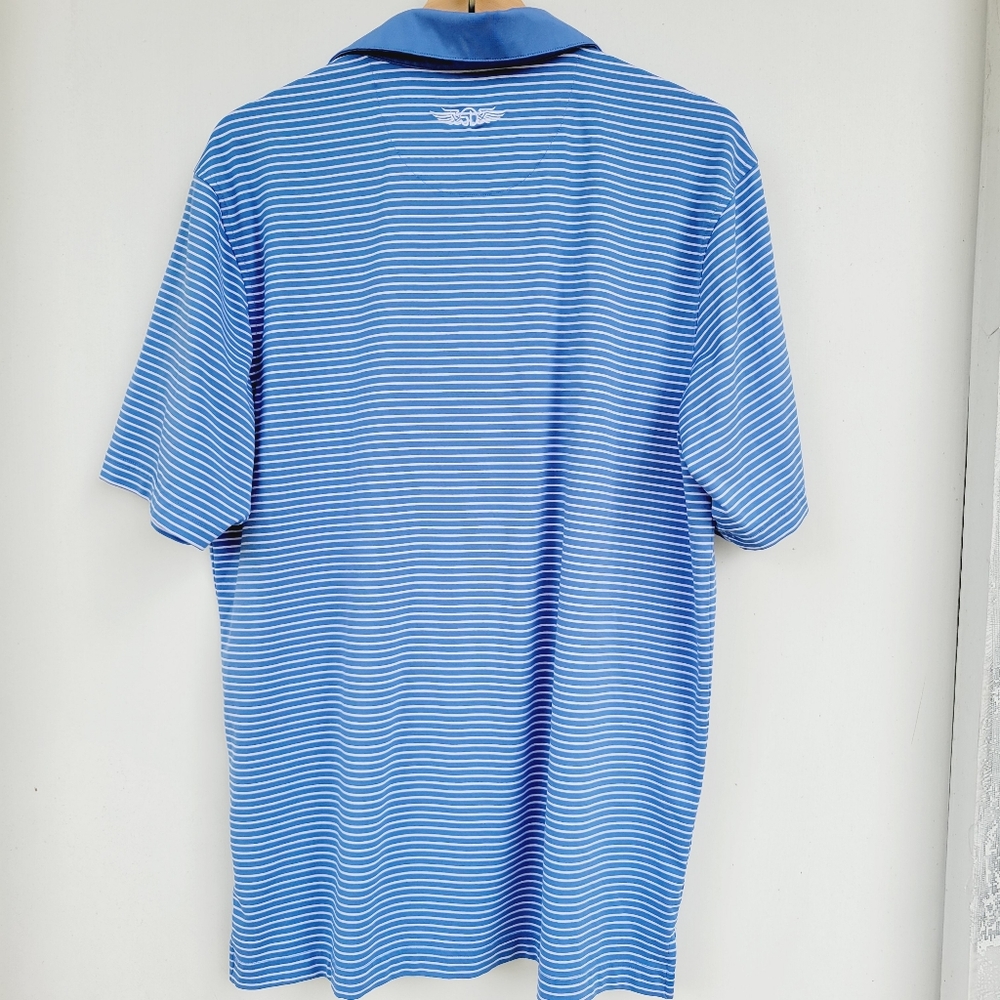 Straight Down Mens Polo Golf Athletic Shirt Blue Stripes Size Large - Picture 14 of 14